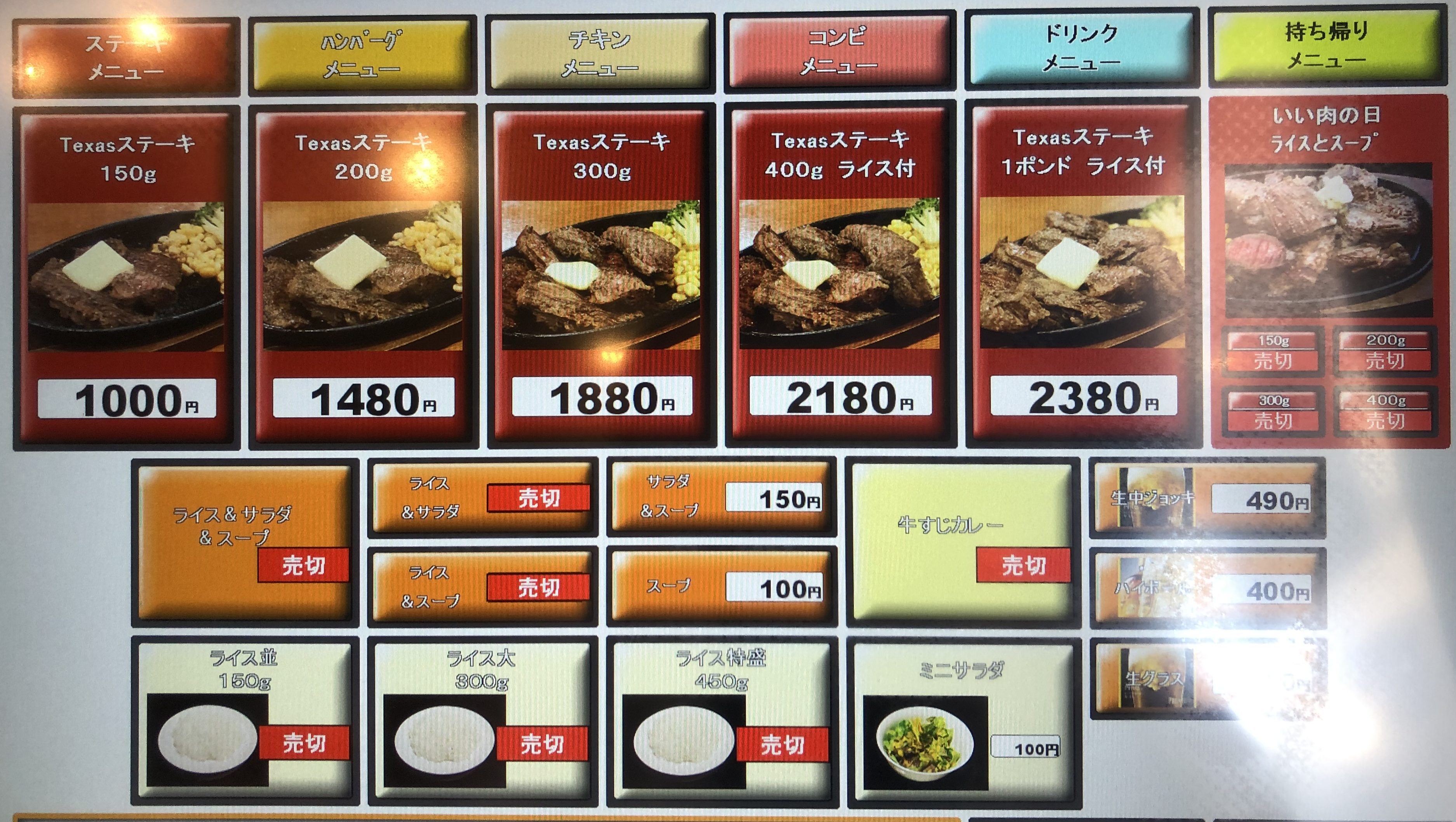 肉の村山 ステーキメニュー